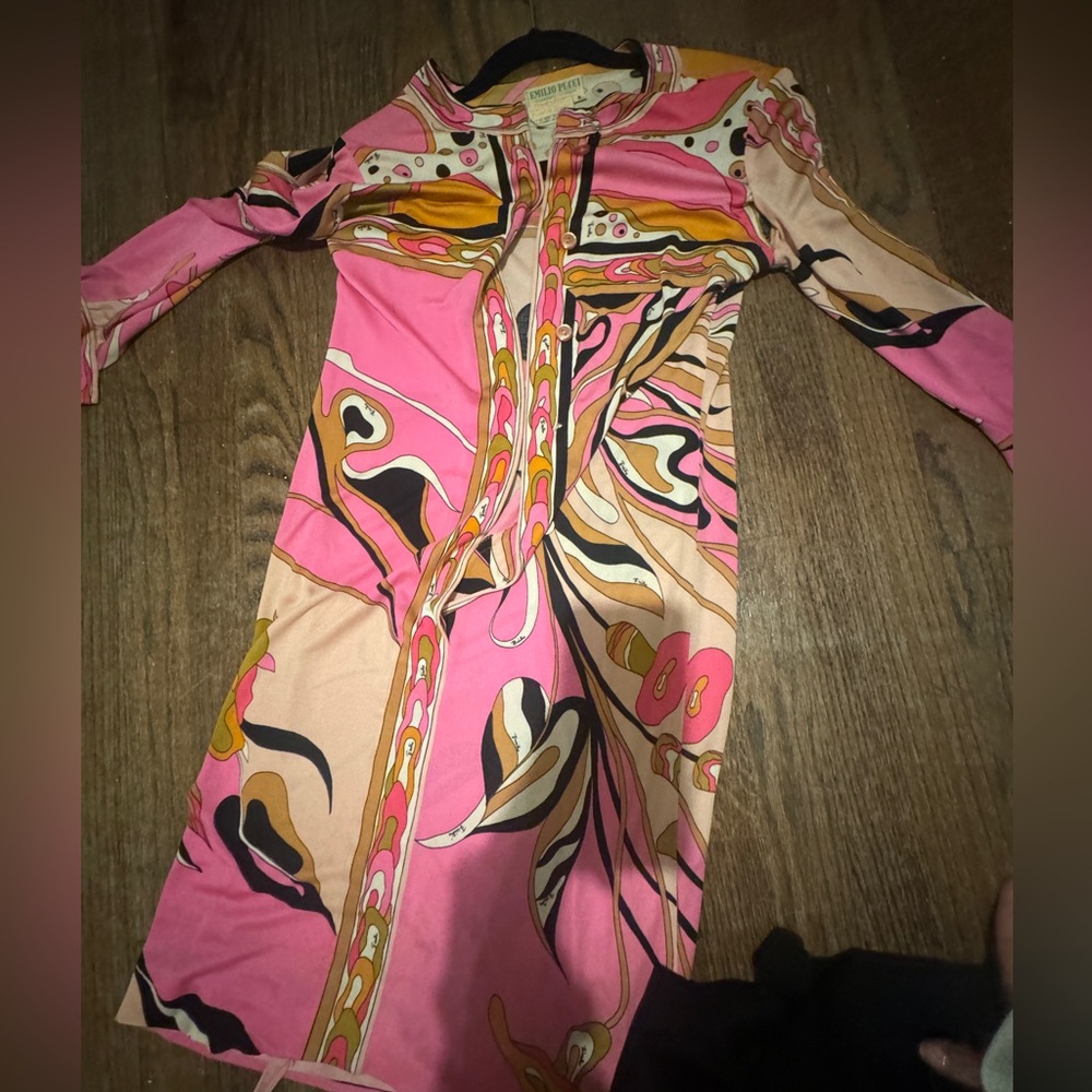 Emilio Pucci Pink and Beige Long Sleeve Dress